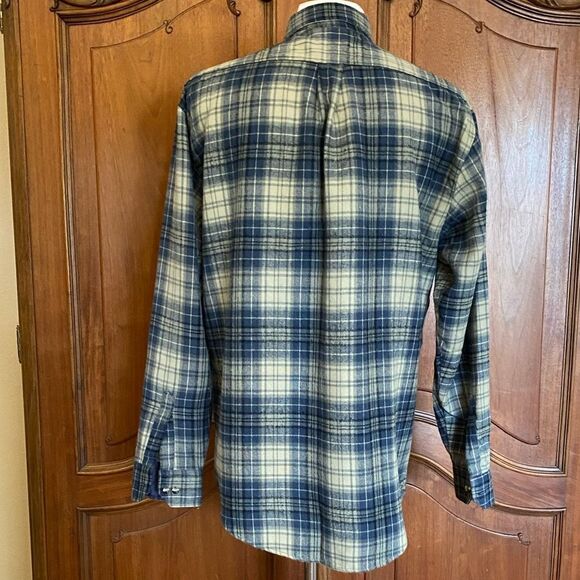 Vintage Flannel Shirt Outdoor Exchange Blue Cream Plaid Size Medium Tall Size MT - Picture 4 of 9